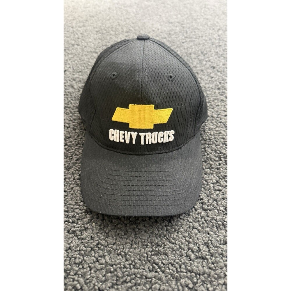 Chevy Trucks Hat Trucker Hat Black Embroidered Chevy Bowtie Logo Gold